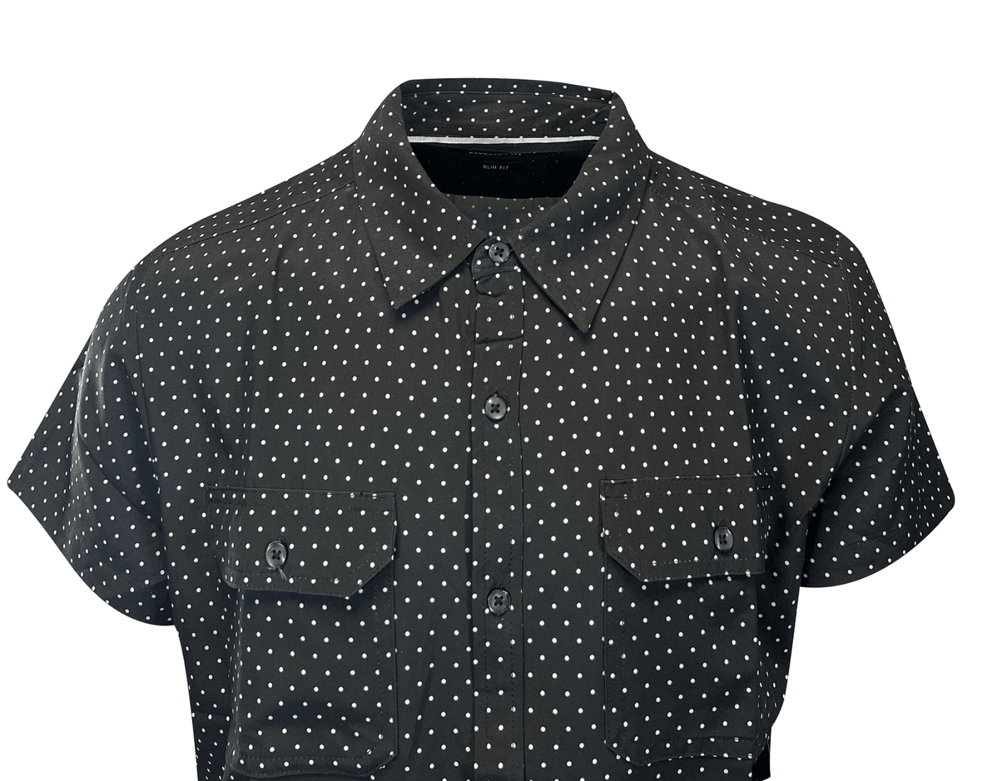 Kenneth Cole Men's Black Shirt Dotted 2 Pockets Woven Short Sleeve (S06)