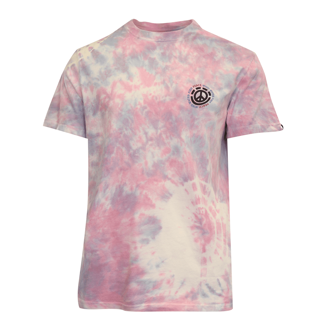 Element Men's T-Shirt Pink Purple Tie-Dye Four Elements Peace Graphic S/S (S15)