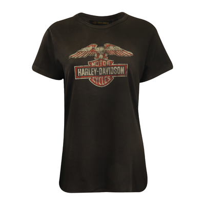Harley-Davidson Women's T-Shirt Dark Grey Graphic Eagle Badge S/S (S34)