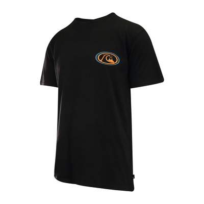 Quiksilver Men's T-Shirt Black Blue Orange Wave & Mountain Graphic S/S (S12)