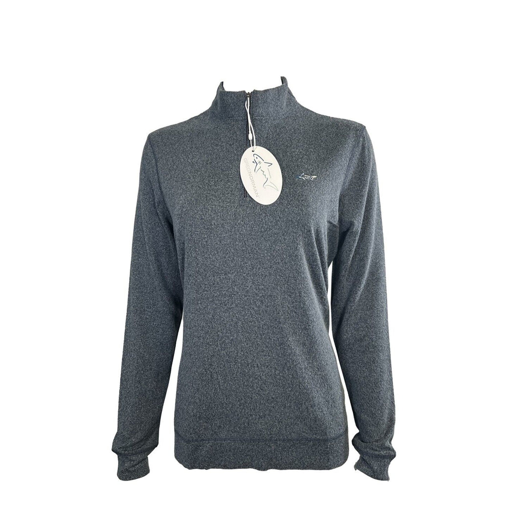 Greg Norman Women's Blue T-Shirt Nahe Heathered 1/4 Zip Mock