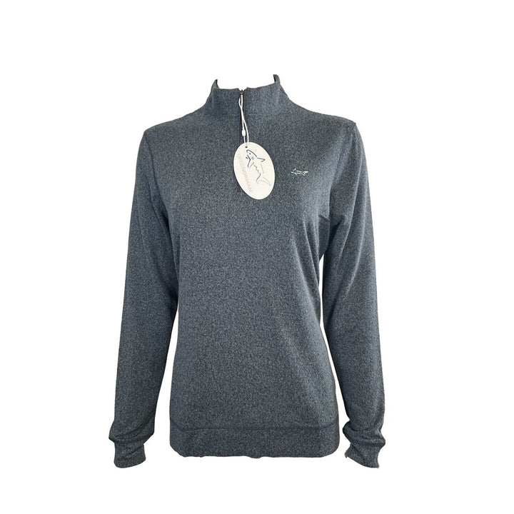 Greg Norman Women's Blue T-Shirt Nahe Heathered 1/4 Zip Mock