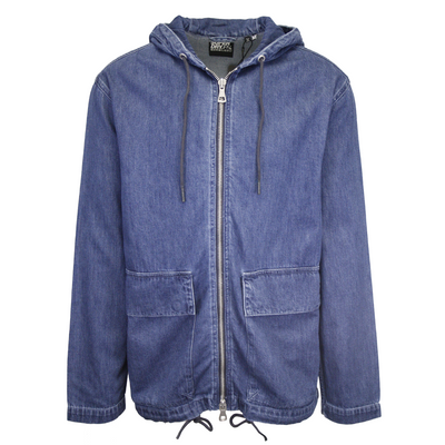 Superdry Men's Mid Blue Denim Hooded Full Zip Jacket (Retail $120)