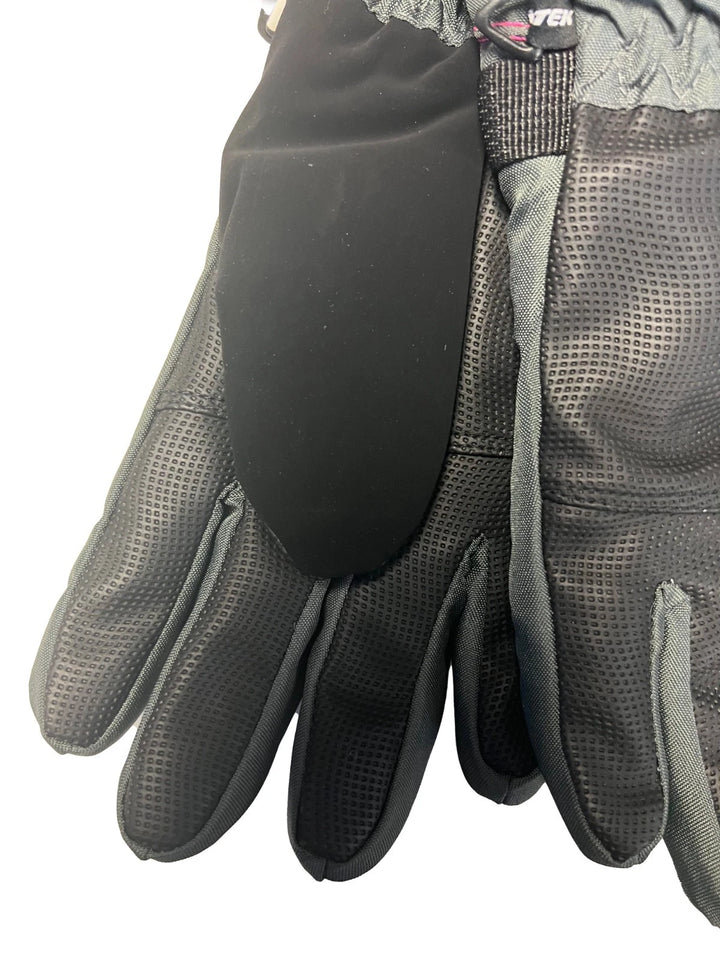 Snotek Women's Grey Pink Stitched Zip Performance Winter Ski Gloves ST118 (S03)