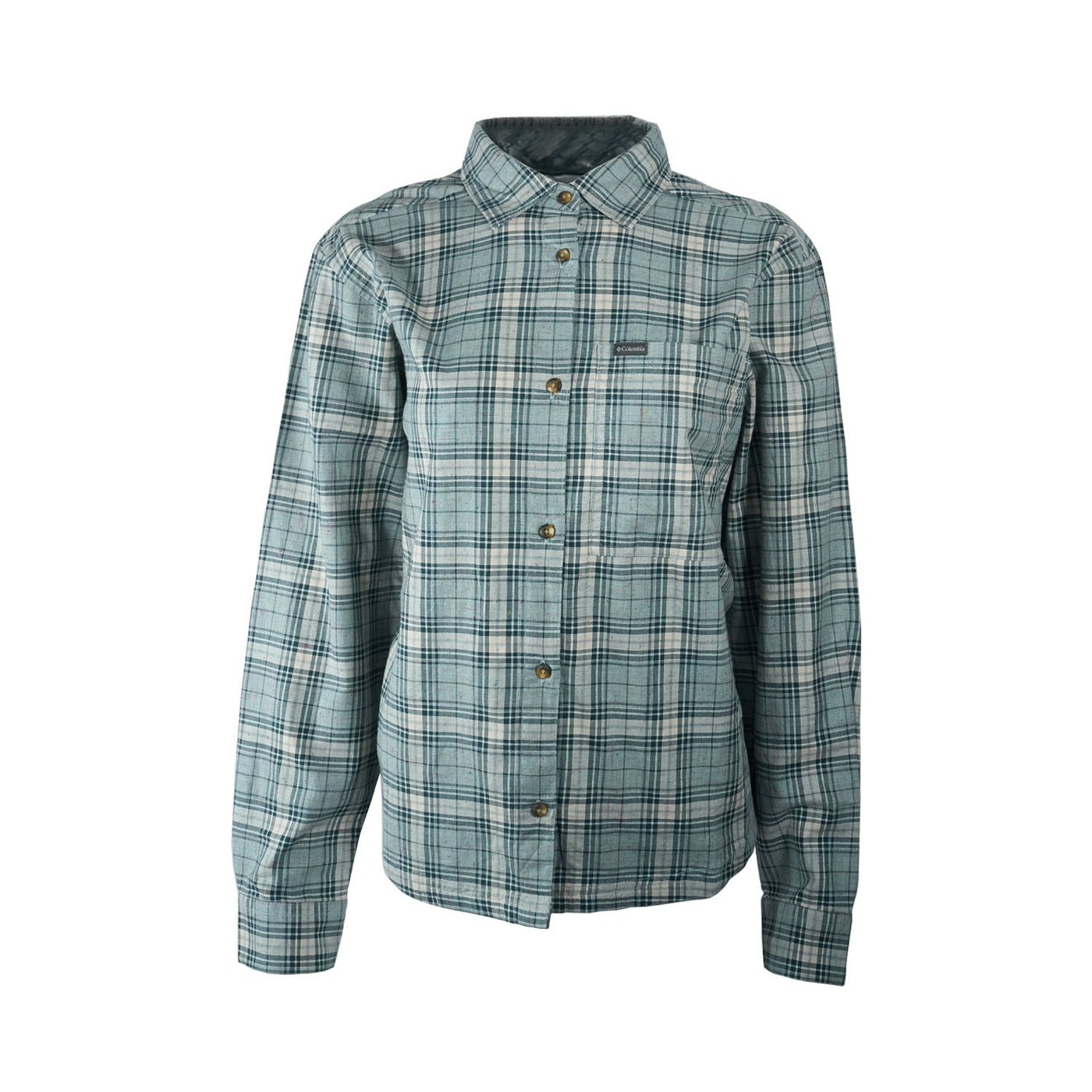 Columbia Women's Shirt Blue Point Creek Everyday Tartan Woven Long Sleeve Shirt