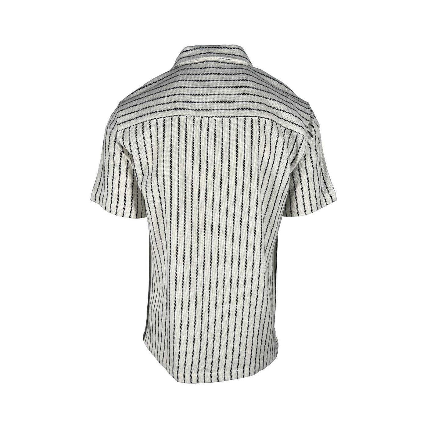 Vstr Premium Men's Cream Black Shirt Vertical Stiped Button Down S/S (S02)