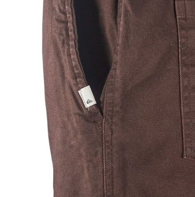 Quiksilver Men's Pant Stretch Canvas Beach Drawstring Twill & Dark Brown