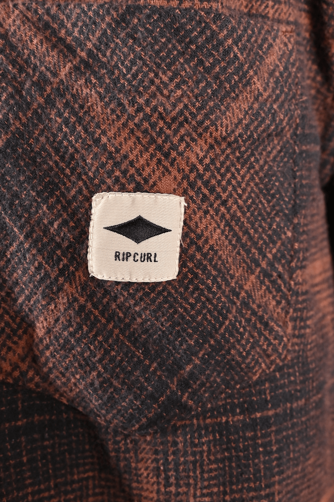 Rip Curl Men's Shirt Burnt Orange Black Plaid Long Sleeve Woven (S10)