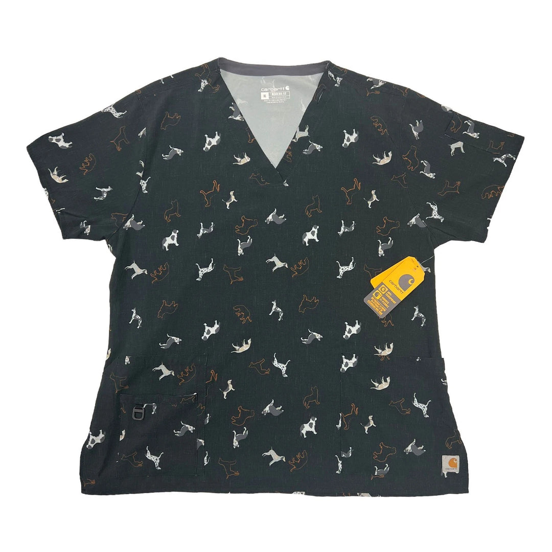 Carhartt Women's Scrub Force Pocket Rugged Flex V-Neck Print Top D Ring (M03)