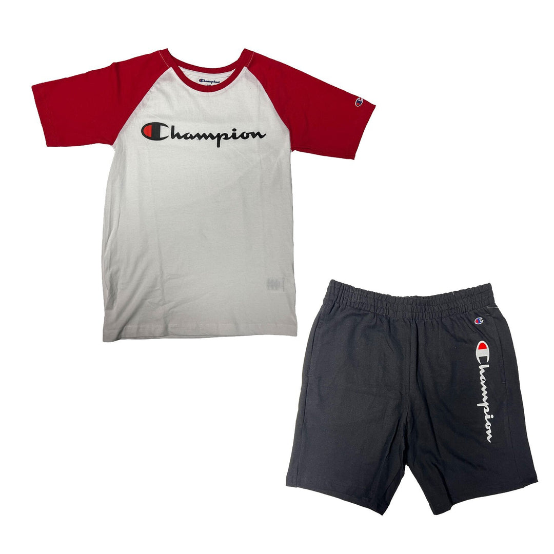Champion Boy’s Red White Black T-Shirt & Short Set (S01)