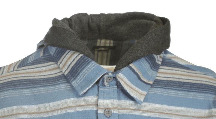 O'Neill Men's Blue Shadow Flannel Shirt Redmond Hooded Horizontal Striped (S18)
