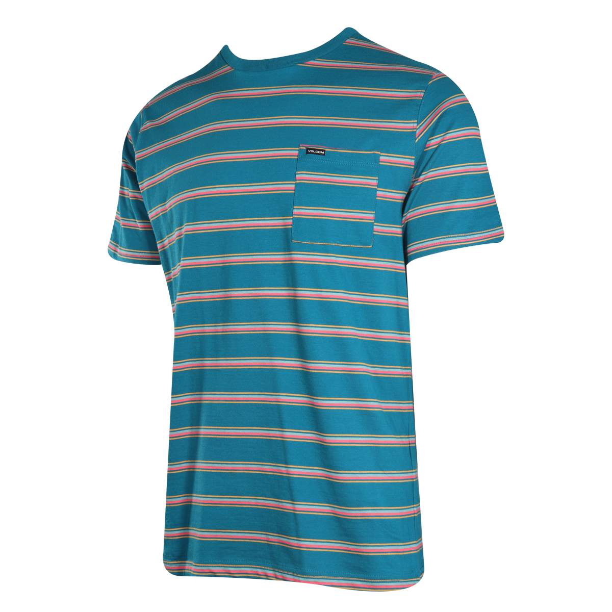 Volcom Men's T-Shirt Ocean Teal Striped S/S Tee (S33)