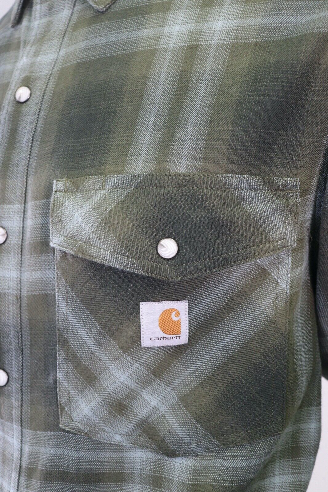 Carhartt Men's Woven Shirt Green Plaid Long Sleeve (331)