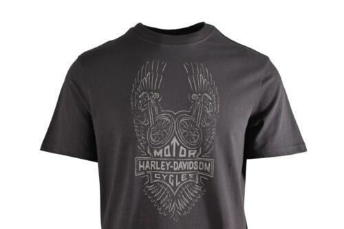 HD Branded Men's T-Shirt Charcoal Grey Bike Wings Short Sleeve (S55)