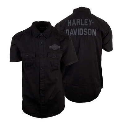 Harley-Davidson Men's Black Foundation S/S Woven Shirt (S48)