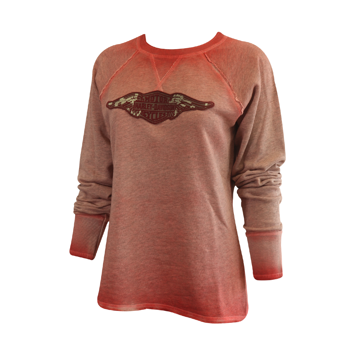 Harley-Davidson Women's Sweatshirt Red Gradient Wings Logo Embroidered Pullover