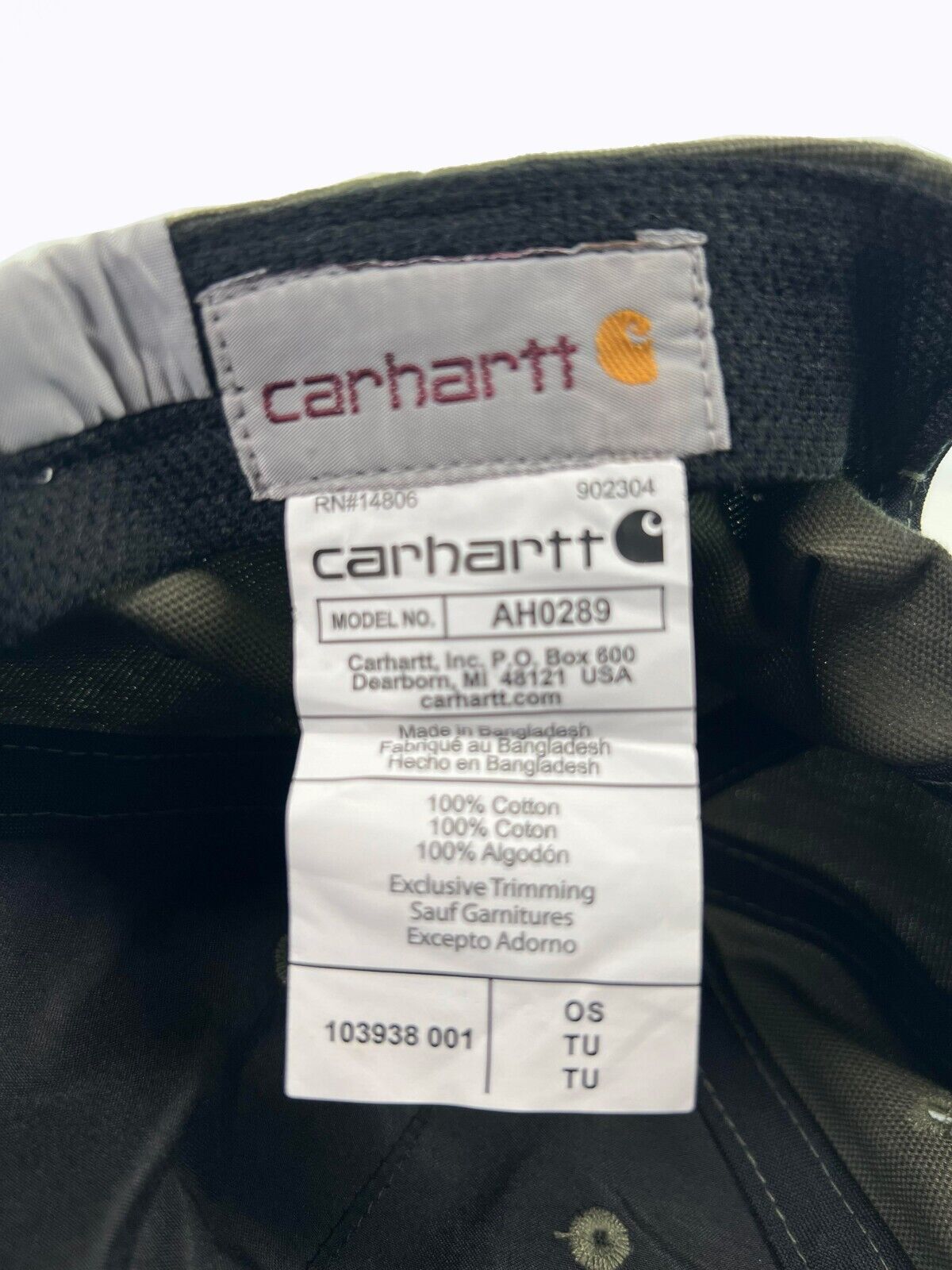 Carhartt Dark Green Canvas Cap FastDry Comfort Simple Side Logo (S06)