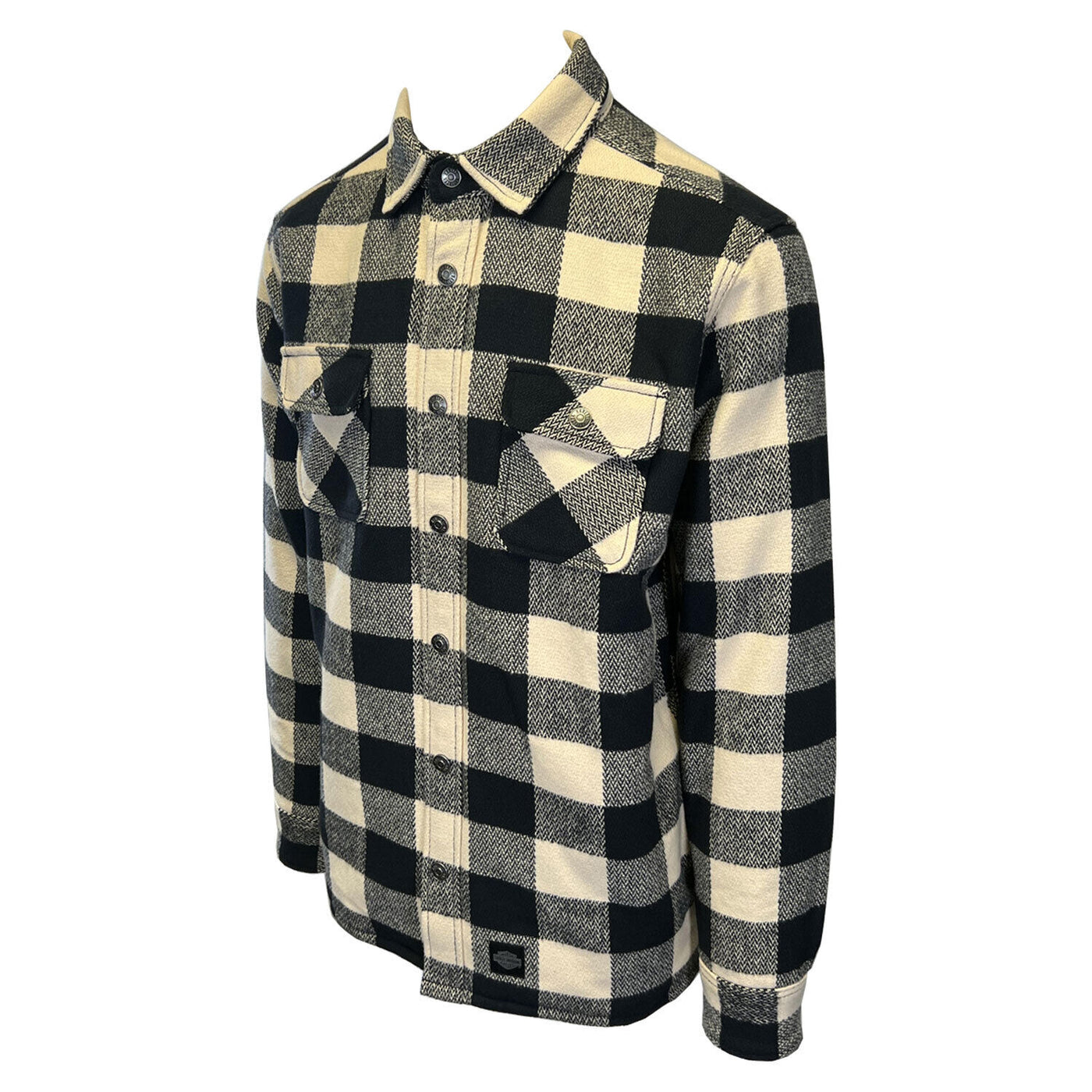 HD Branded Men's Cream & Black Plaid Shirt Jacket Vintage L/S (S75)