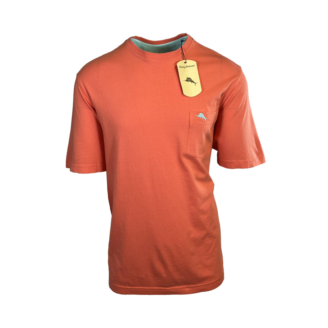 Tommy Bahama Men's DK Coral Orange T-Shirt Crew Neck Bali Skyline Tee (S22)