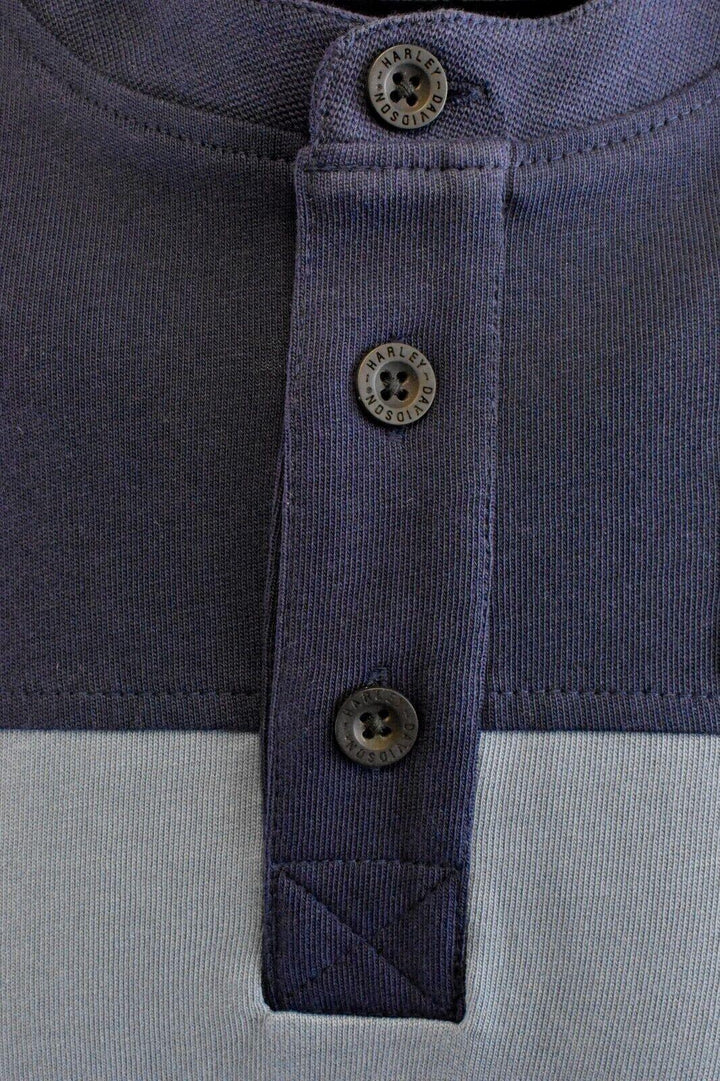 HD Branded Men's Henley T-Shirt Navy Blue Colorblock HD-MC Long Sleeve