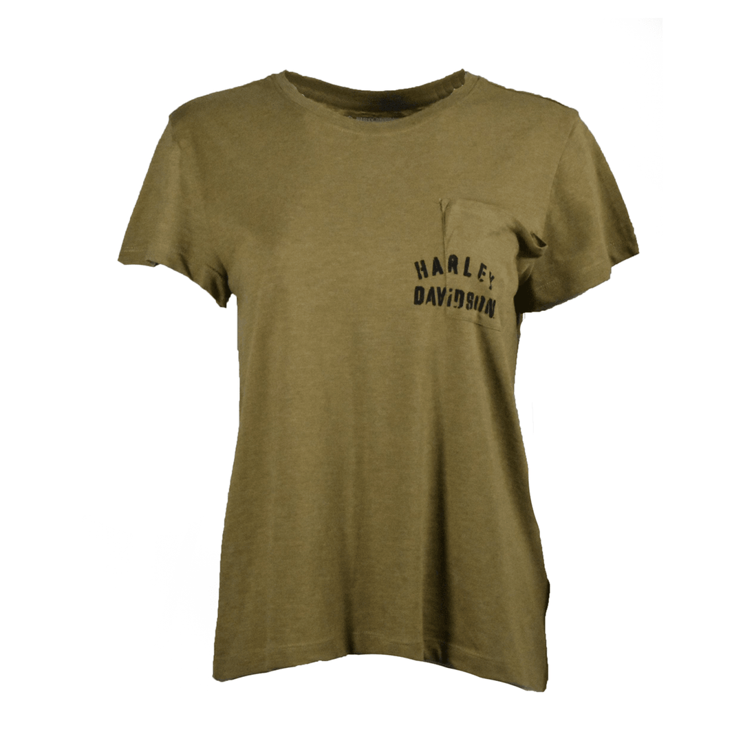 HD Branded Women's T-Shirt Olive Tour of Duty Pocket Relaxed Fit Tee (S21)