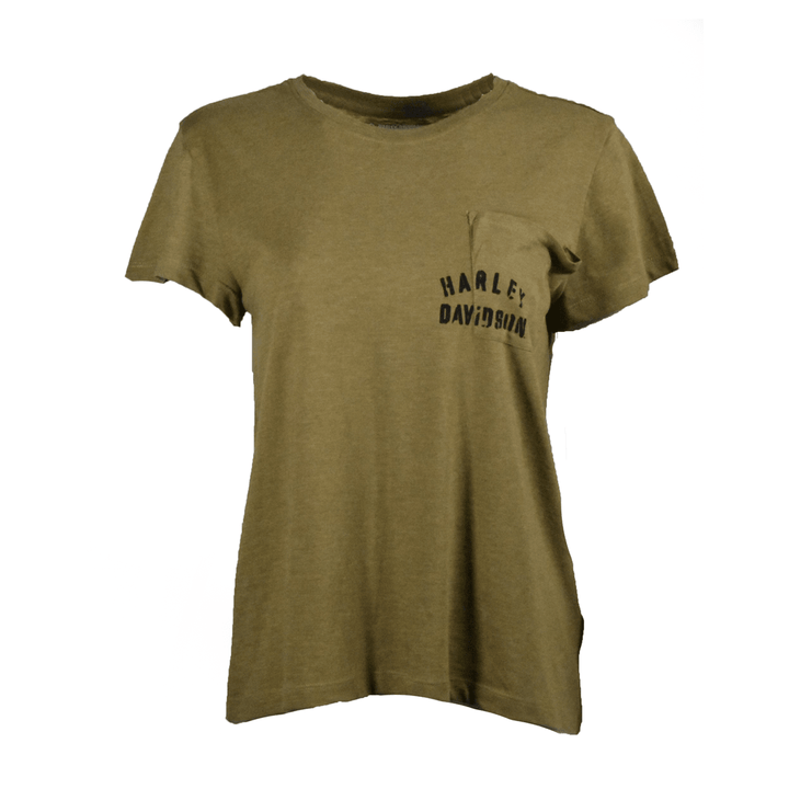 HD Branded Women's T-Shirt Olive Tour of Duty Pocket Relaxed Fit Tee (S21)