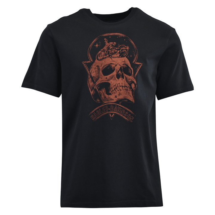 HD Branded Men's T-Shirt Black Motorcycle Club Skull S/S (S93)