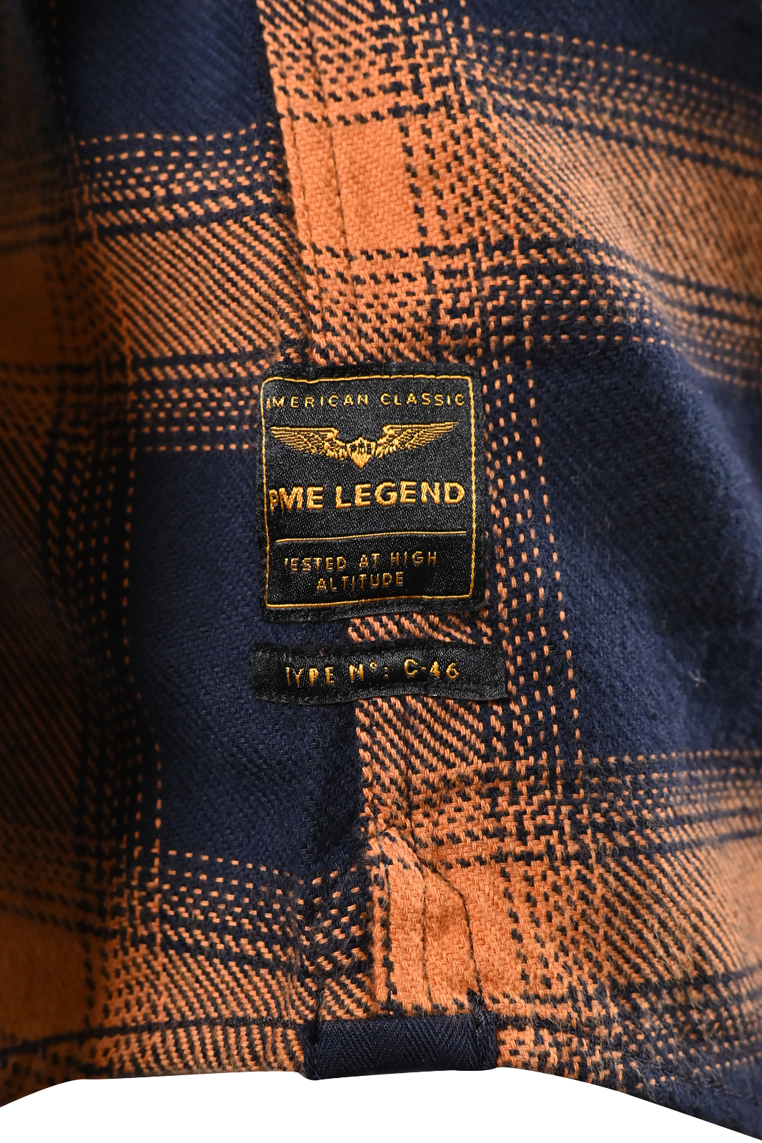 PME Legend Men's Shirt Black & Orange Woven Long Sleeve (S01)
