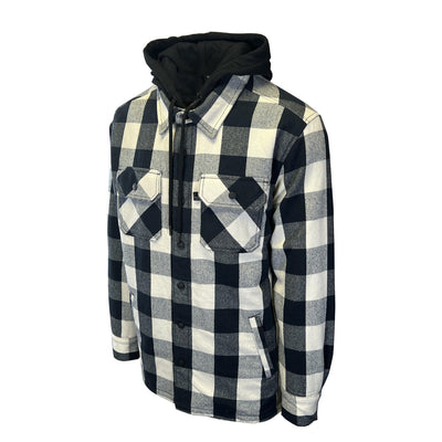 Branded Men's Black Plaid Shirt Willie G Skull Hooded (S80)