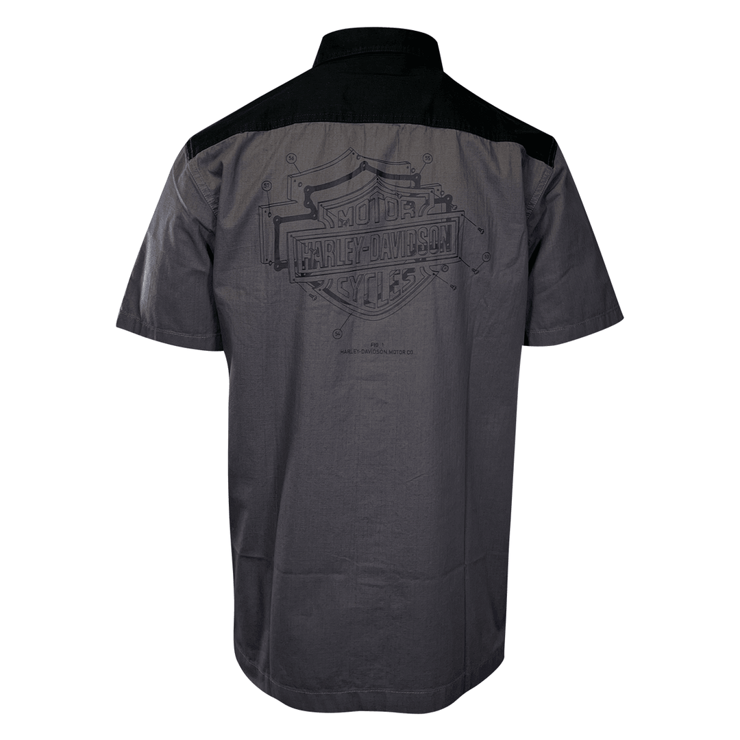 HD Branded Men's Shirt Blackened Pearl Colorblocked Bar & Shield S/S (S56)