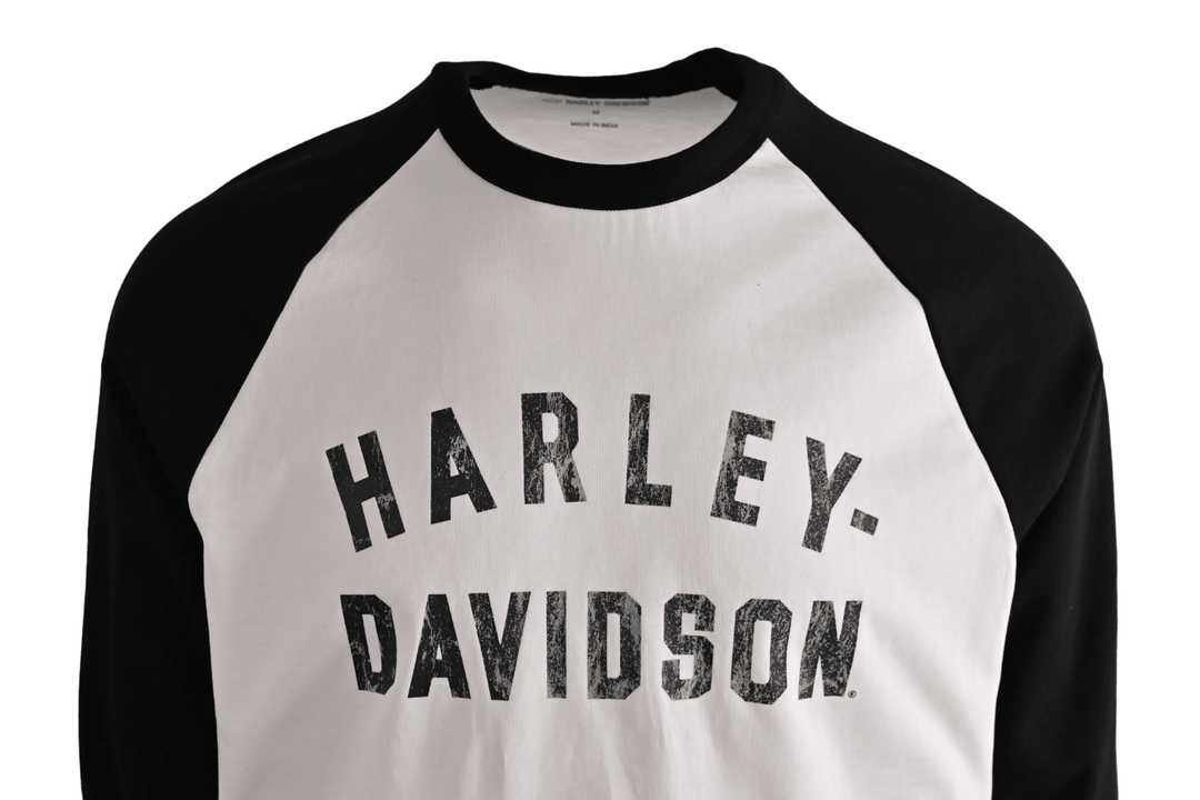 HD Branded Men's T-Shirt Bright White Colorblocked Staple 3/4 Raglan (S29)