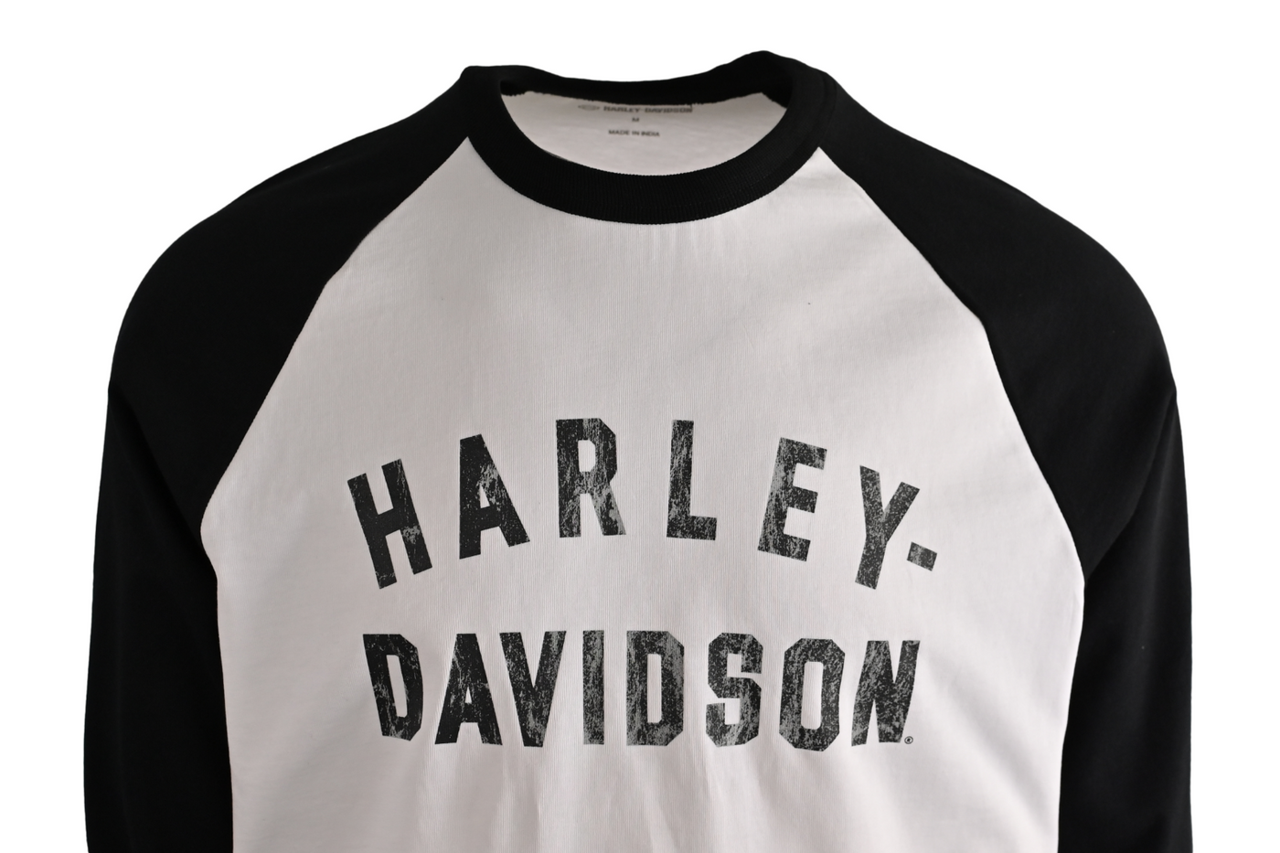 Harley-Davidson Men's T-Shirt Bright White Colorblocked Staple 3/4 Raglan (S29)