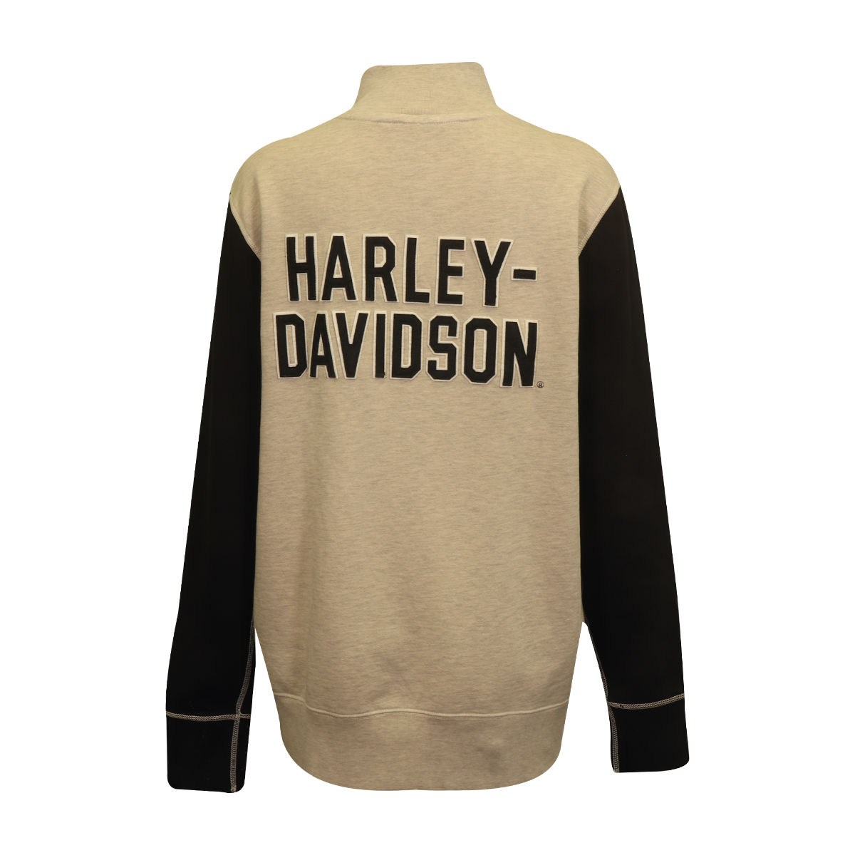 Harley-Davidson Men's Sweatshirt Cream Black Raglan Wings 1/4 Zip L/S (S08)