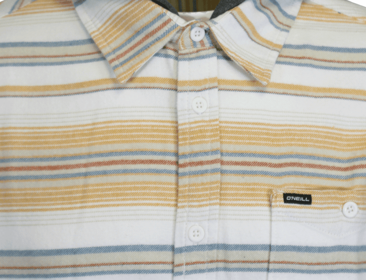 O'Neill Men's Cream Flannel Shirt Redmond Hooded Horizontal Striped (S19)