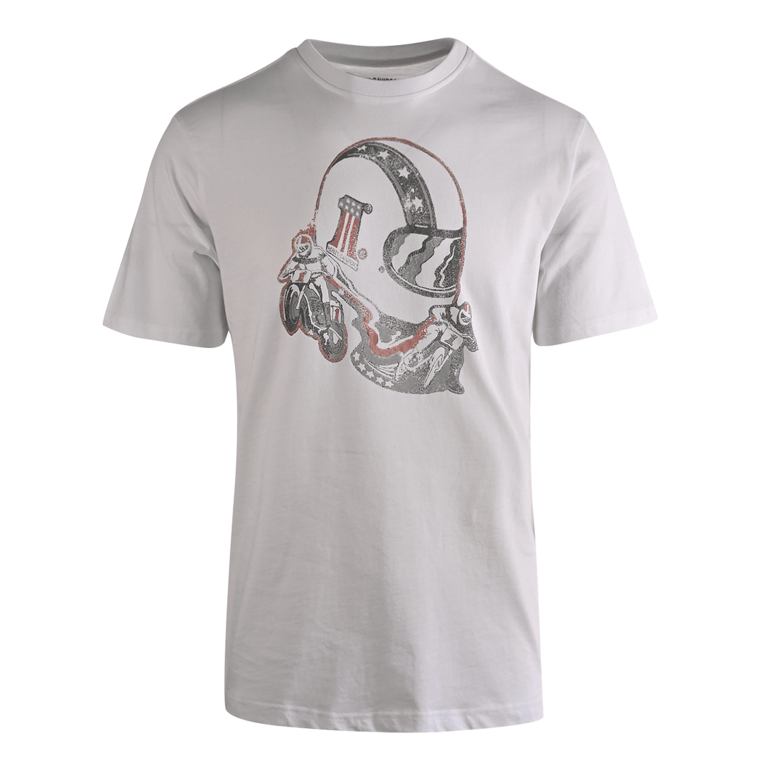 HD Branded Men's T-Shirt White Motorcycle Helmet Short Sleeve (S50)