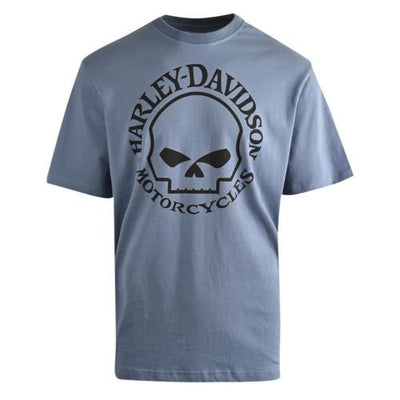 Harley-Davidson Men's T-Shirt Heather Federal Blue Skull Short Sleeve (S57)