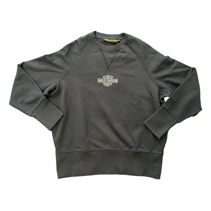 HD Branded Women's Black Sweatshirt Distressed Crewneck Logo Pullover (S02)