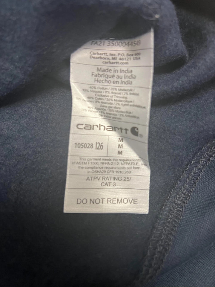 Carhartt FR Men′s Navy Sweatshirt Quarter Zip Mock Neck (S51)