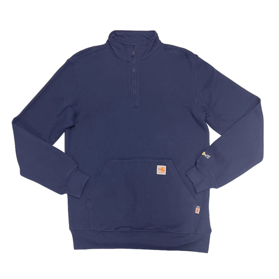 Carhartt FR Men′s Navy Sweatshirt Quarter Zip Mock Neck (S51)