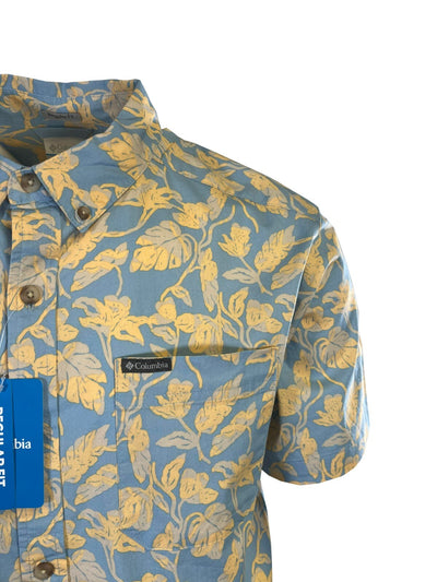 Columbia Men's Ripple Blue Shirt Vined Rapid Rivers Printed Short Sleeve (431)