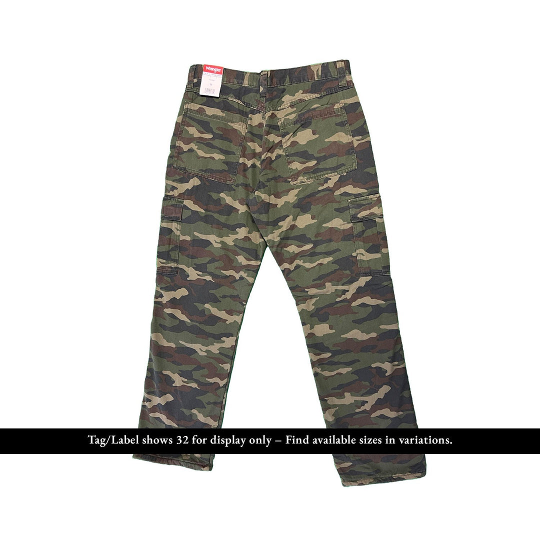 Wrangler Men's Smooth Camo Pant Fleece Lined Cargo Relaxed Fit Five Star (S02)