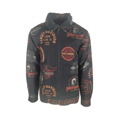 Harley-Davidson Men's Harley Black All Over Print Jacket 80s Tank Twill (S89)