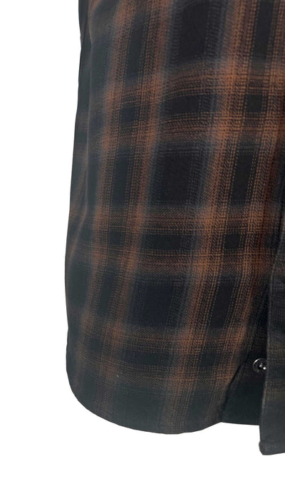Harley-Davidson Men's Black & Amber Brown Shirt Bar & Shield Plaid S/S (S71)