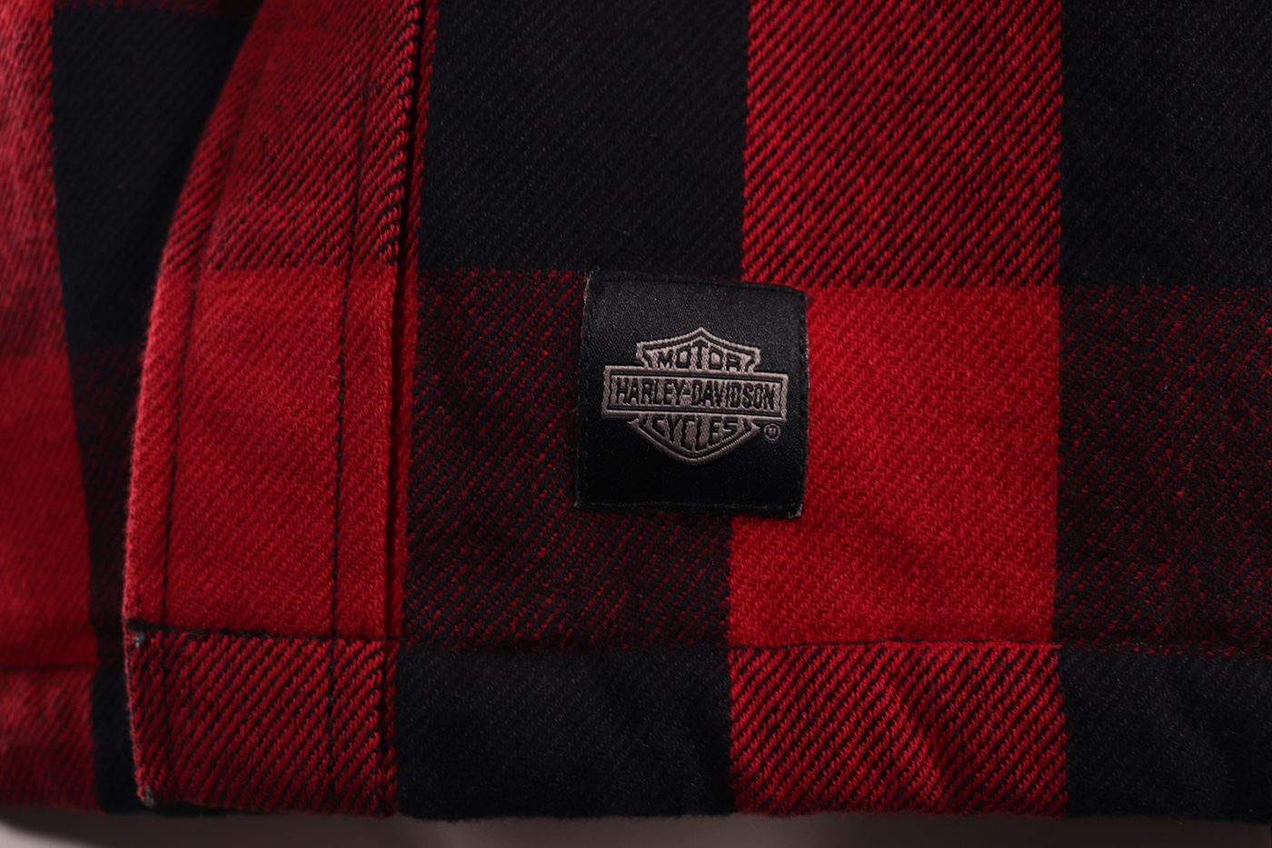 Harley-Davidson Men's Red Black Plaid Sherpa Lined Snap On Button Shirt Jacket