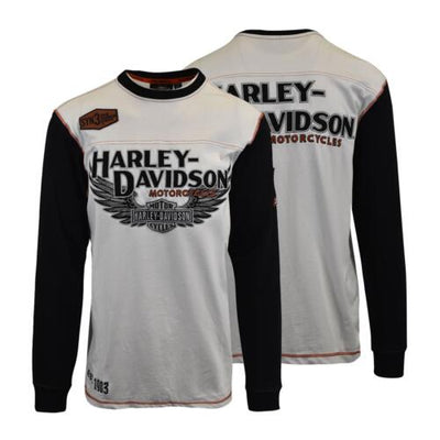 Harley-Davidson Men's T-Shirt White Wing Long Sleeve Raglan (S42)