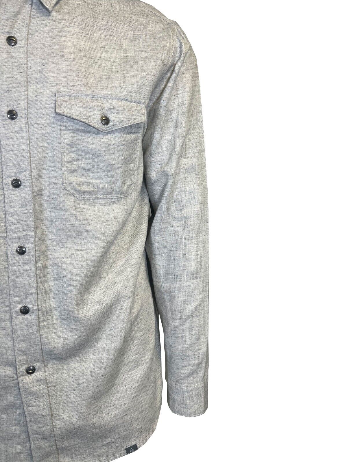 Ascend Men's Light Grey Shirt Herringbone Slub Long Sleeve (S05)