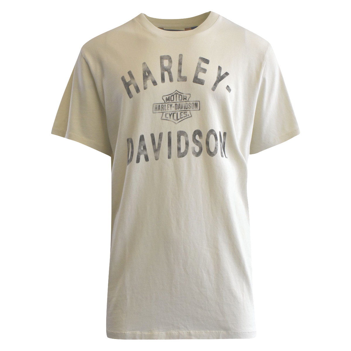 Harley-Davidson Men's T-Shirt Cream Chalk Letter Graphic Print (S86)