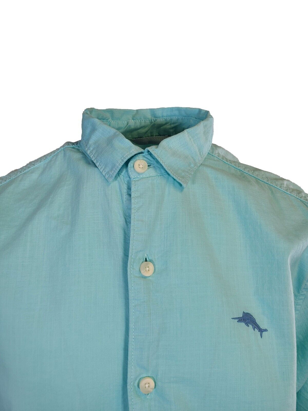 Tommy Bahama Men's Aqua Mist Shirt Blue Logo Short Sleeve Button (S03)
