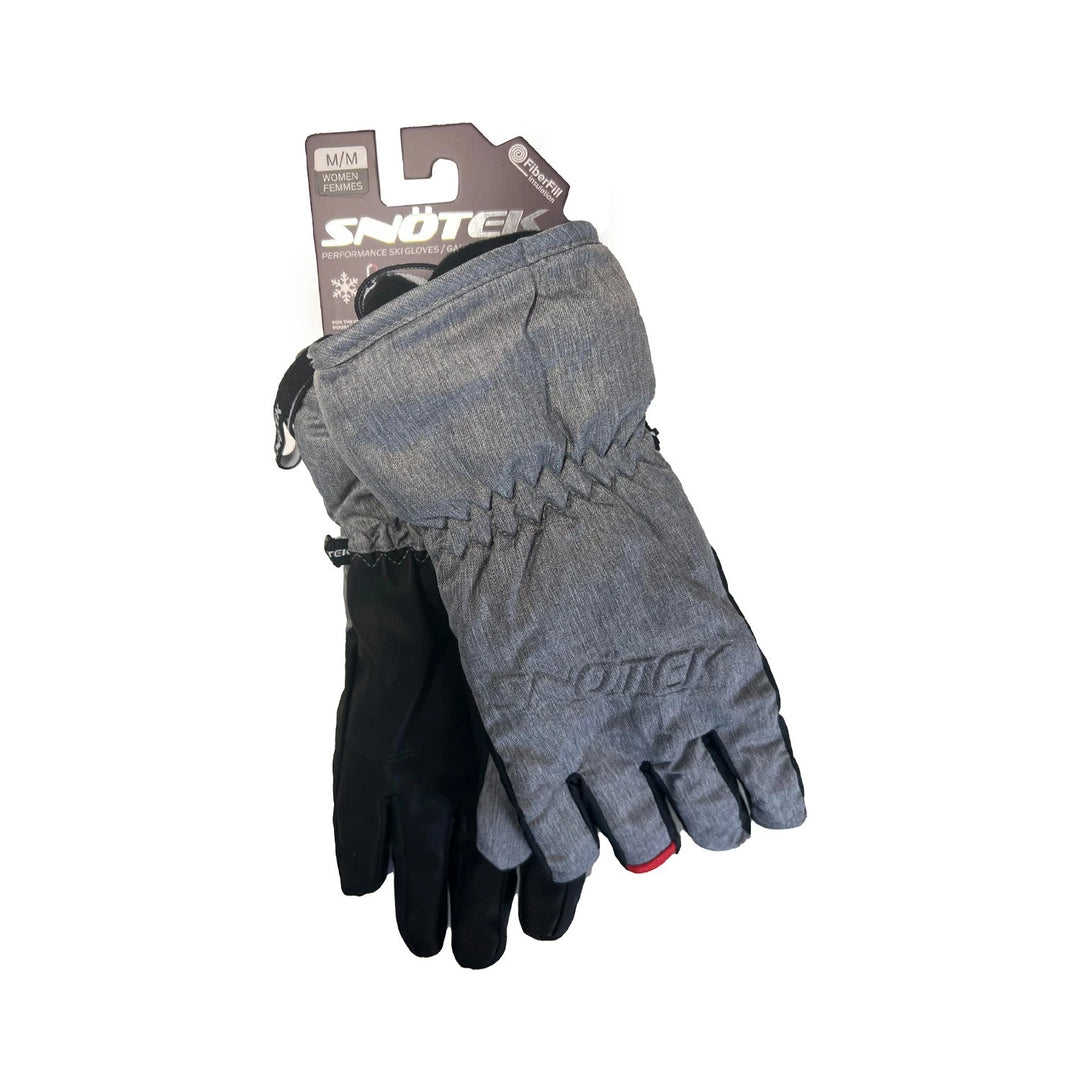 Snotek Women's Grey & Black Palm Performance Winter Ski Gloves ST122 (S01)