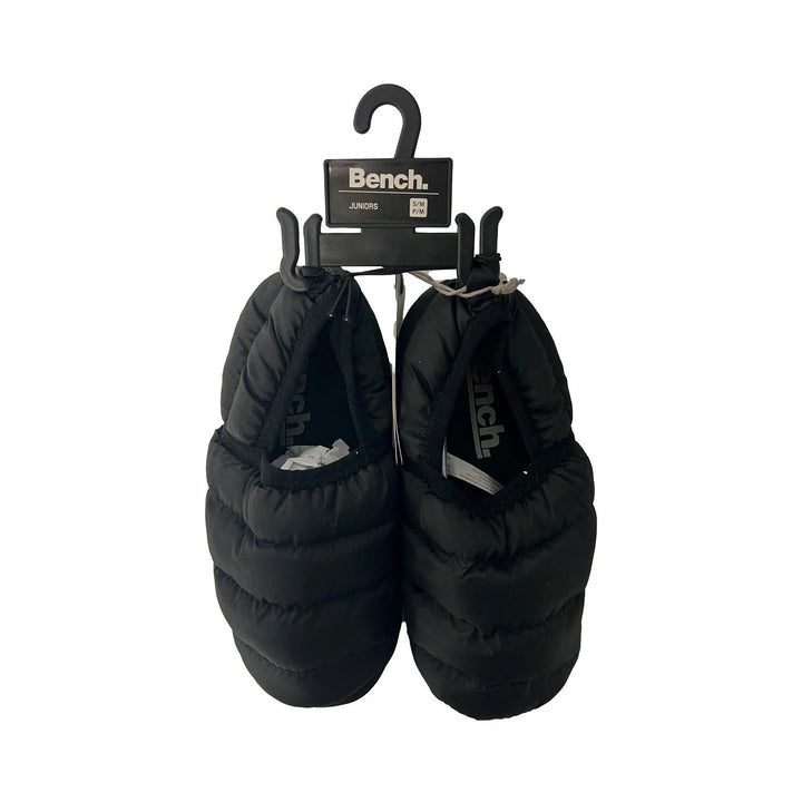Bench Juniors Kid's Black Puffer Slippers with Rubber Sole FiberFill (S01)